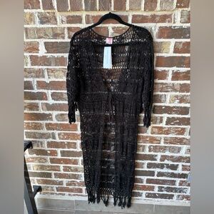 Anna Kosturova The Collection Handmade Crochet Black Coverup Size Small NWT